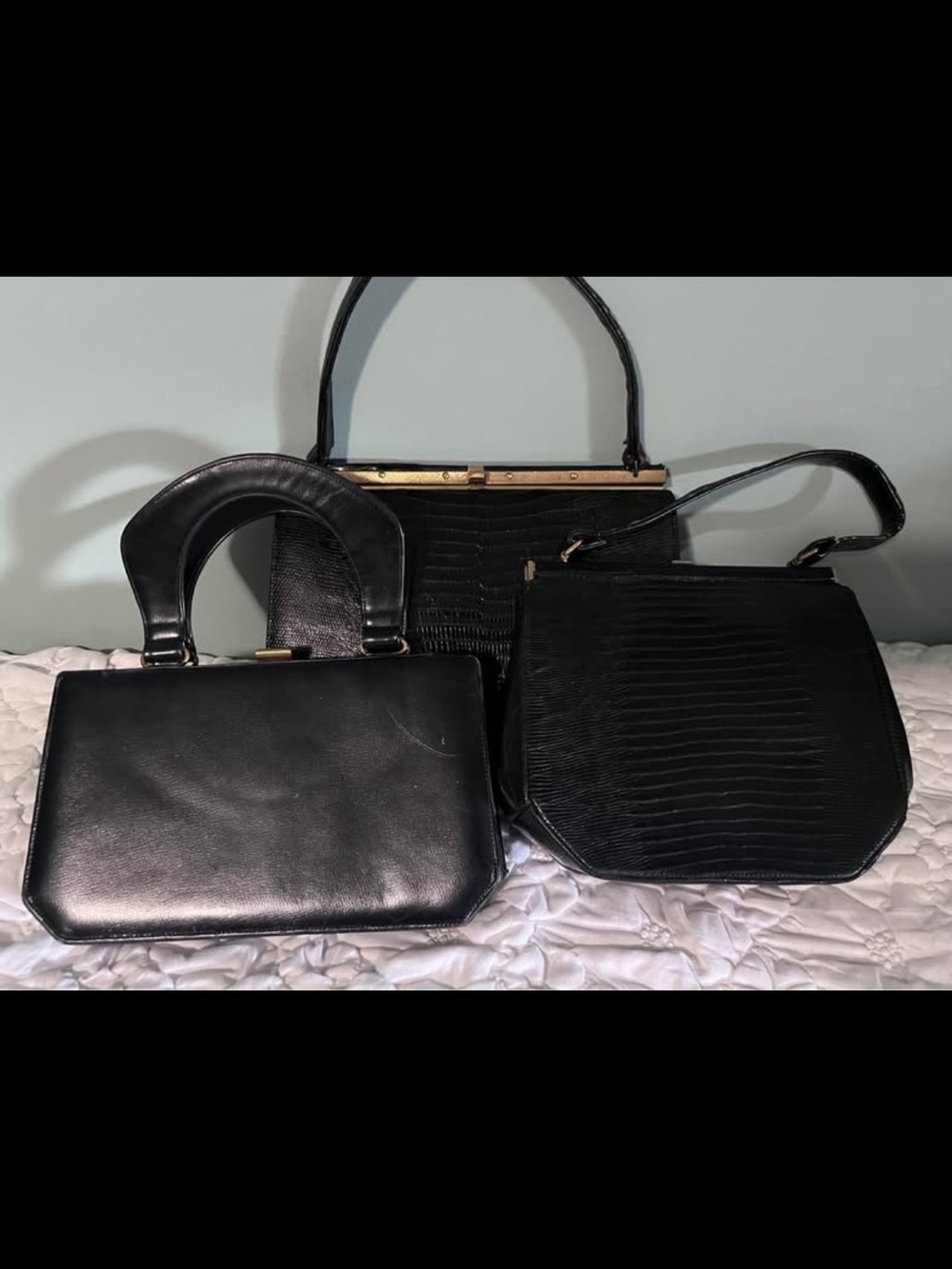 Bundle of 3 Black Vintage Leather bags
